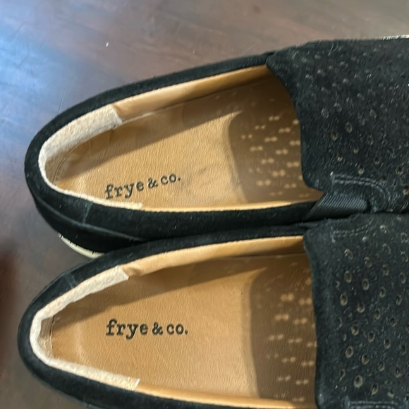Frye and Co Peggy Perforated Black Suede Slip On Loafers Flats Women’s 8 Shoes - Picture 16 of 17